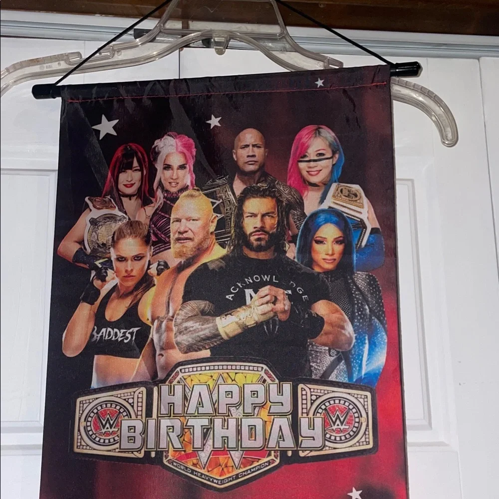 WWE Vibrant Red and Black Happy Birthday Banner - Picture 2 of 6
